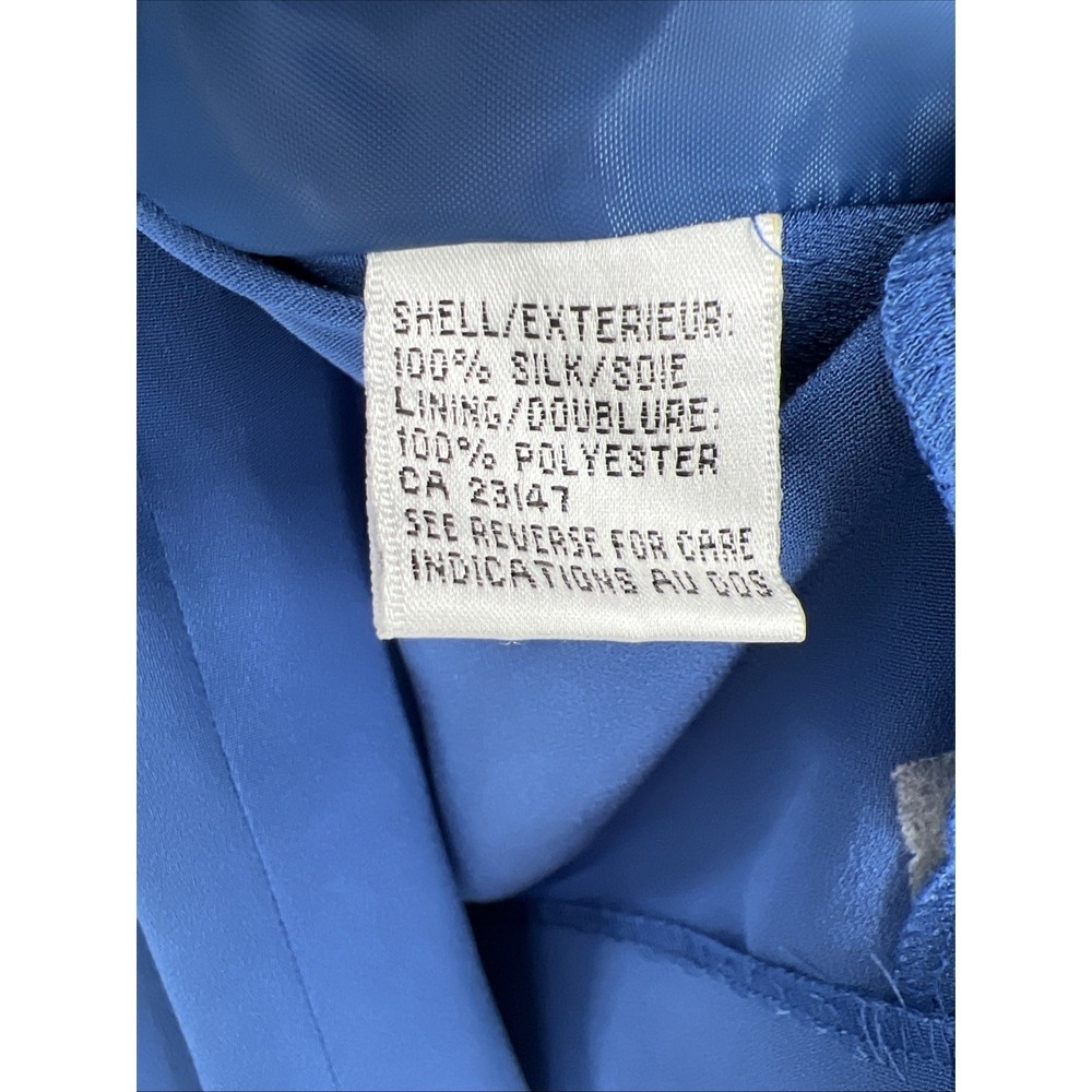 Vtg Y2K Talbots Petite Blue 100% Silk 2 Piece Dress Jacket Set 2P Career Formal - Picture 9 of 16